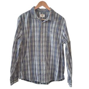 Marine Layer Plaid Corduroy Lightweight Long Sleeve Button Front Shirt Sz Large